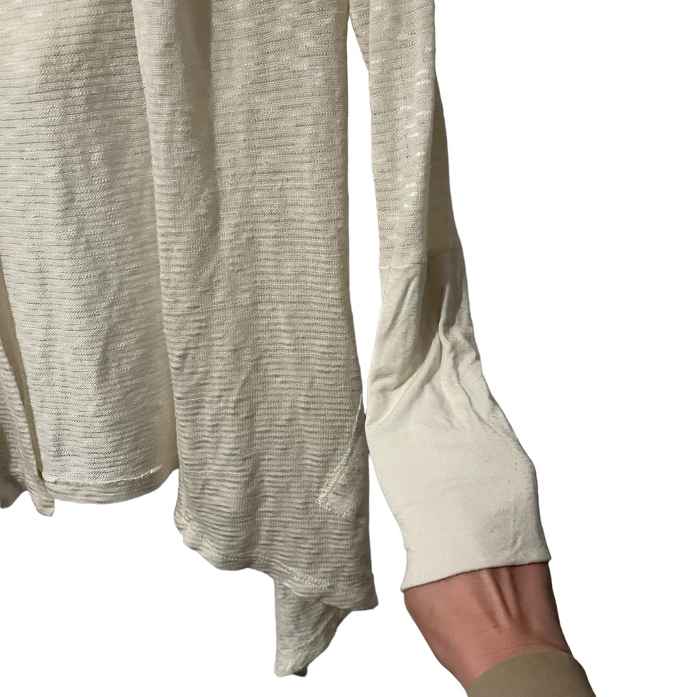 Skies are Blue Lightweight Open Front Cardigan Hooded Size Small Cream Color - Picture 6 of 16